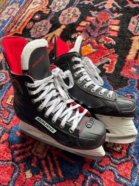 Bauer Black and White Ice Hockey Skates with Molded Ankle Support